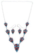 Sterling Silver Multicolor Inlay Link Necklace Earrings Set PX36957